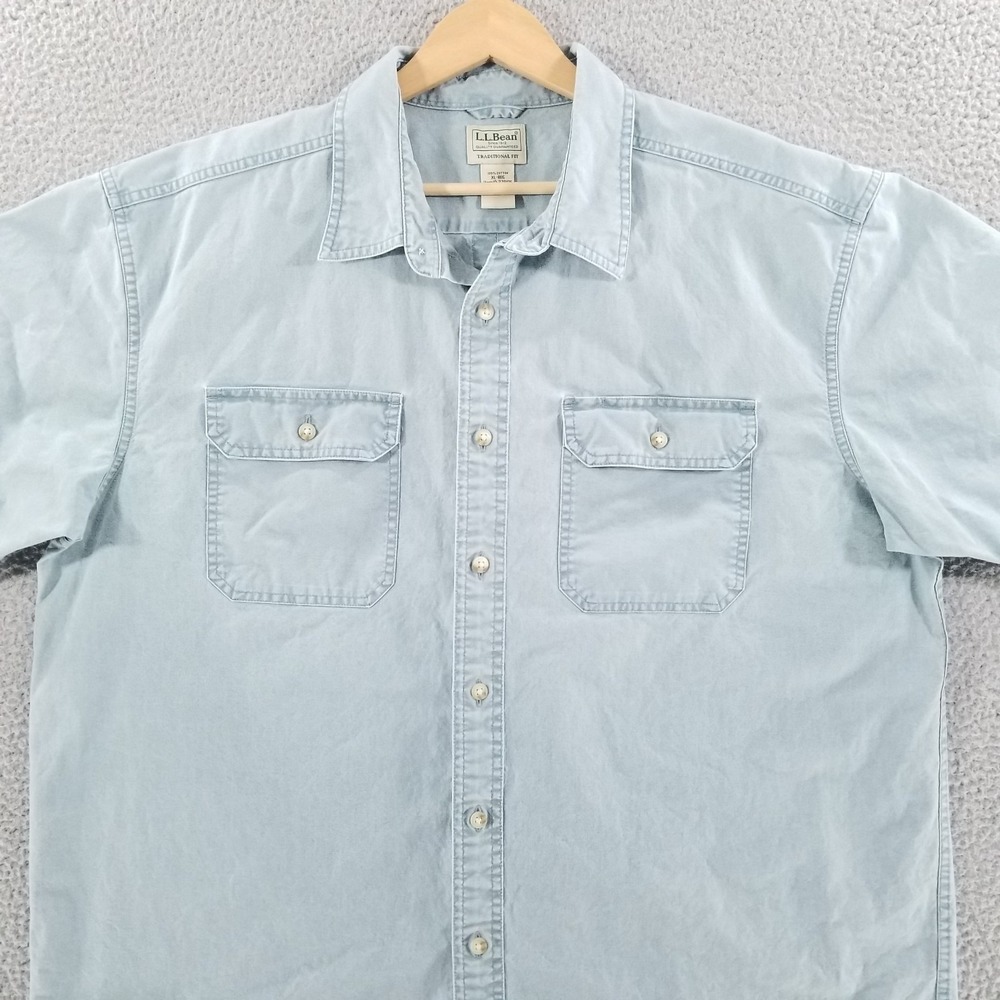 LL Bean Shirt XL Sunwashed Canvas Traditional Fit Outdoor Field Utility Workwear